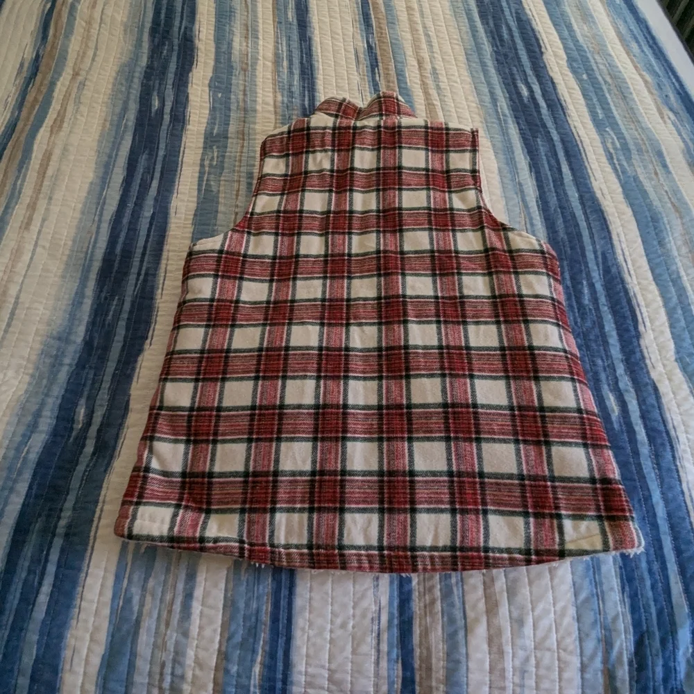 Maurices Red and White Sherpa Vest